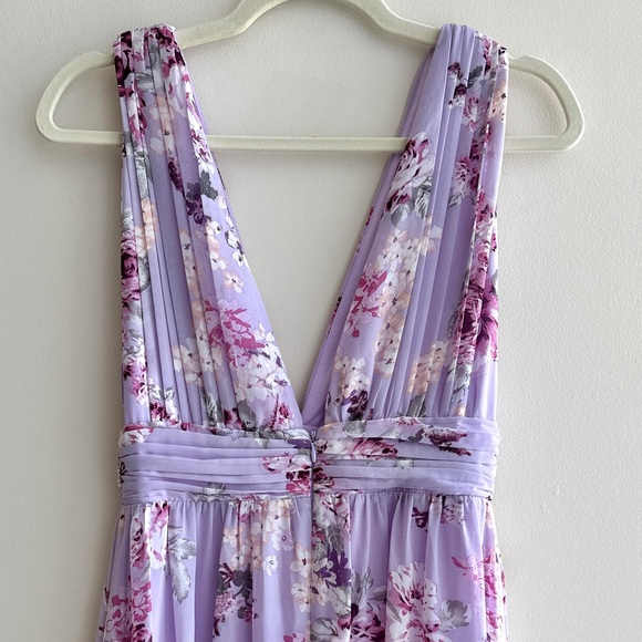 Lulu's Garden Meandering Lavender Floral Print Maxi Dress, Size Small - Picture 13 of 16